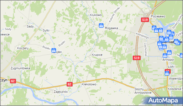 mapa Krupice gmina Siemiatycze, Krupice gmina Siemiatycze na mapie Targeo