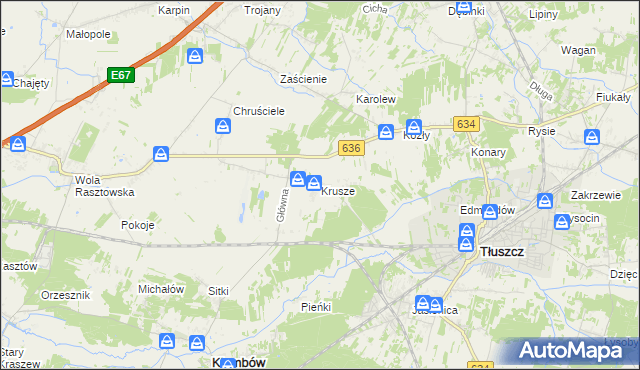 mapa Krusze gmina Klembów, Krusze gmina Klembów na mapie Targeo