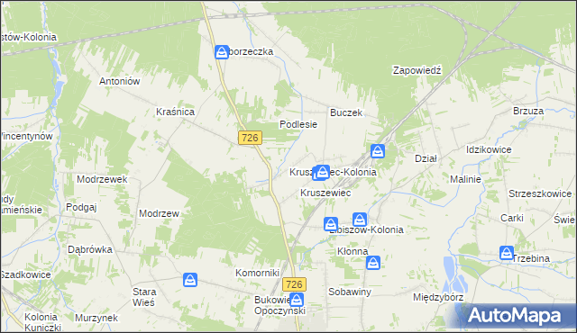 mapa Kruszewiec-Kolonia, Kruszewiec-Kolonia na mapie Targeo