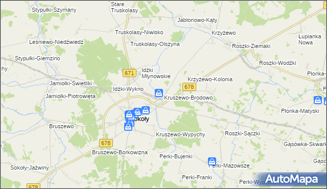 mapa Kruszewo-Brodowo, Kruszewo-Brodowo na mapie Targeo