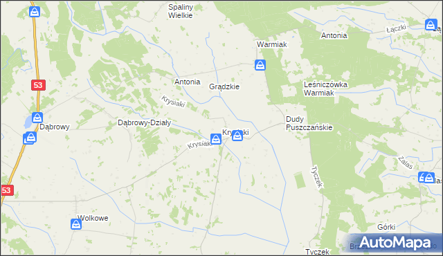 mapa Krysiaki gmina Myszyniec, Krysiaki gmina Myszyniec na mapie Targeo