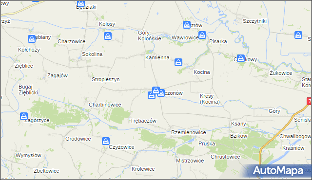 mapa Krzczonów gmina Opatowiec, Krzczonów gmina Opatowiec na mapie Targeo