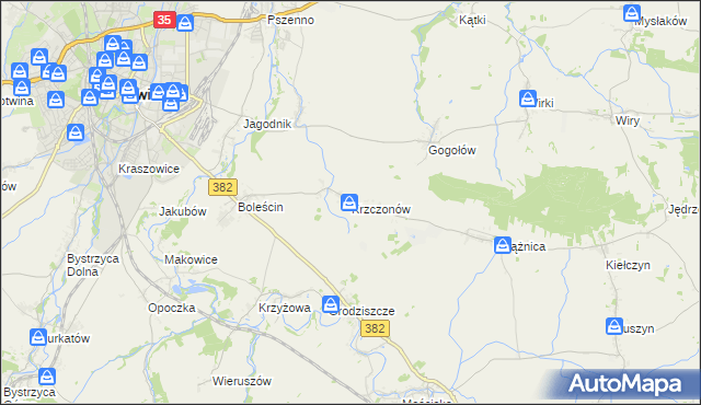 mapa Krzczonów gmina Świdnica, Krzczonów gmina Świdnica na mapie Targeo