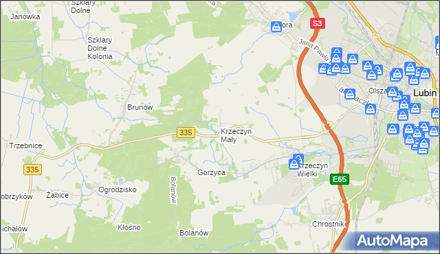 mapa Krzeczyn Mały, Krzeczyn Mały na mapie Targeo