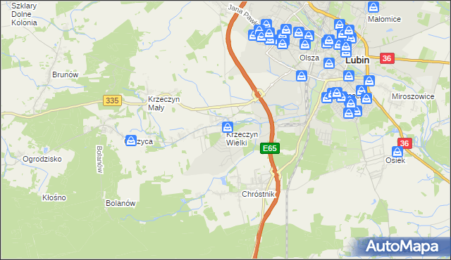 mapa Krzeczyn Wielki, Krzeczyn Wielki na mapie Targeo