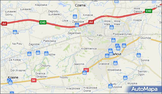 mapa Krzemienica gmina Czarna, Krzemienica gmina Czarna na mapie Targeo