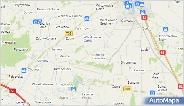 mapa Krzepocin Pierwszy, Krzepocin Pierwszy na mapie Targeo