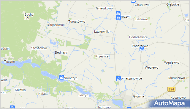 mapa Krześlice, Krześlice na mapie Targeo