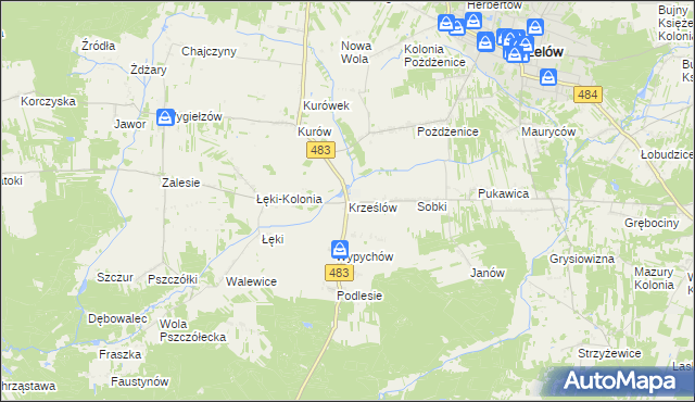mapa Krześlów, Krześlów na mapie Targeo