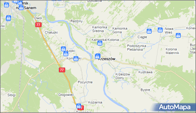 mapa Krzeszów powiat niżański, Krzeszów powiat niżański na mapie Targeo