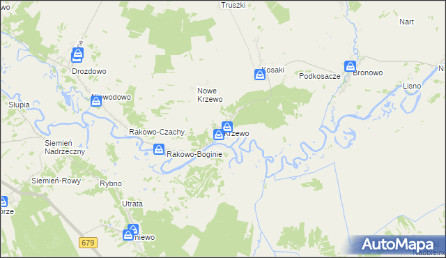 mapa Krzewo gmina Piątnica, Krzewo gmina Piątnica na mapie Targeo
