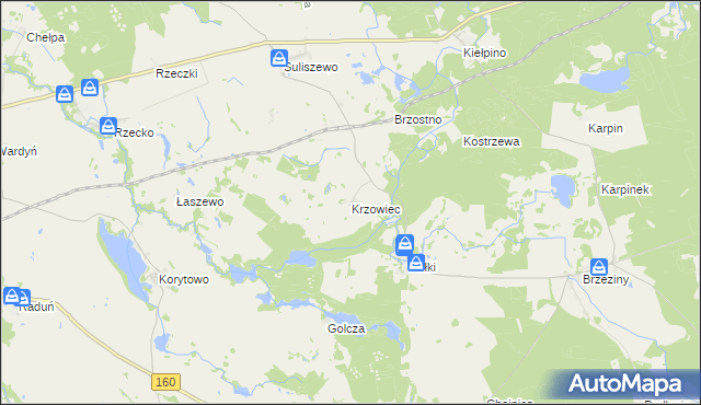 mapa Krzowiec, Krzowiec na mapie Targeo