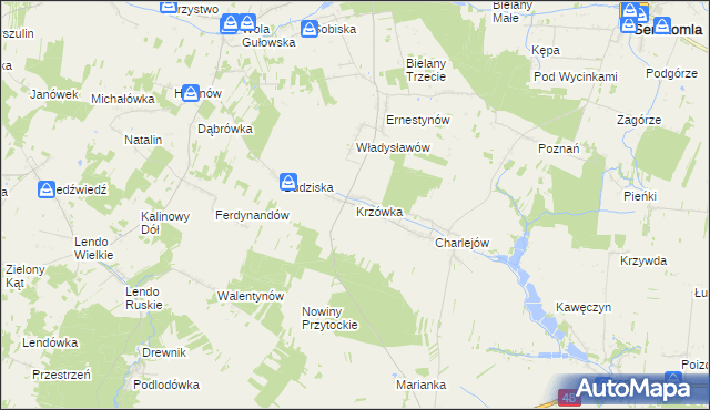 mapa Krzówka, Krzówka na mapie Targeo
