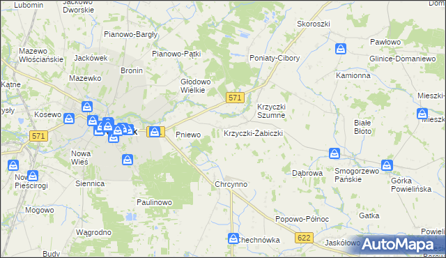 mapa Krzyczki-Żabiczki, Krzyczki-Żabiczki na mapie Targeo