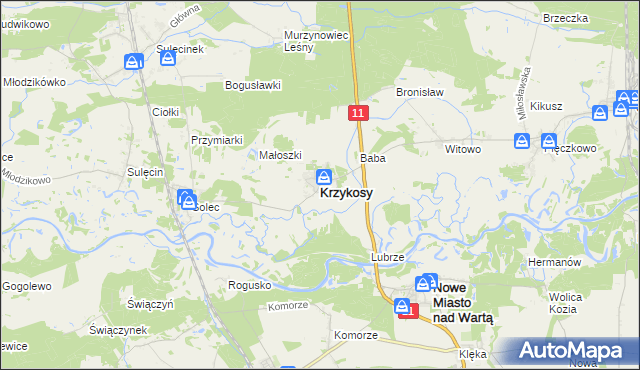 mapa Krzykosy powiat średzki, Krzykosy powiat średzki na mapie Targeo