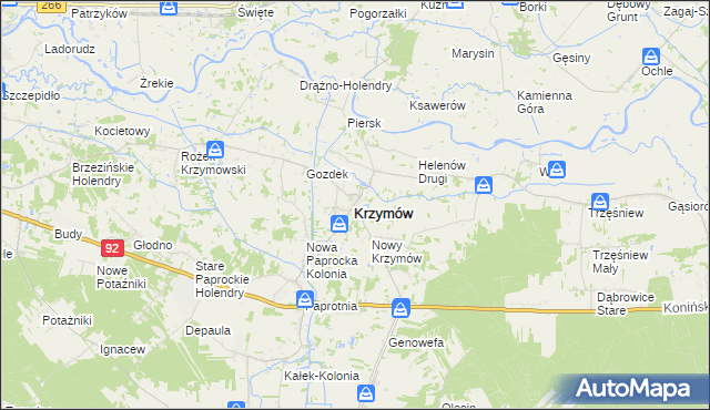 mapa Krzymów powiat koniński, Krzymów powiat koniński na mapie Targeo