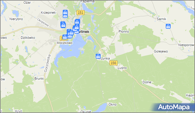 mapa Krzynka gmina Barlinek, Krzynka gmina Barlinek na mapie Targeo