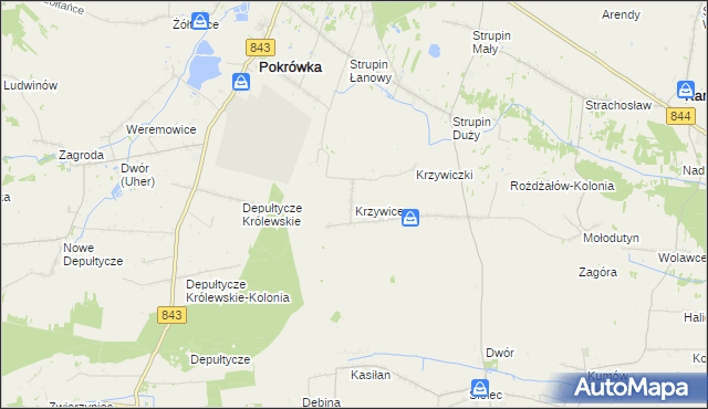 mapa Krzywice gmina Chełm, Krzywice gmina Chełm na mapie Targeo