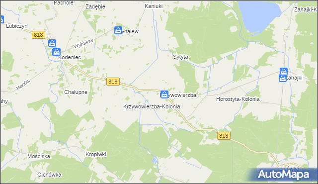 mapa Krzywowierzba, Krzywowierzba na mapie Targeo