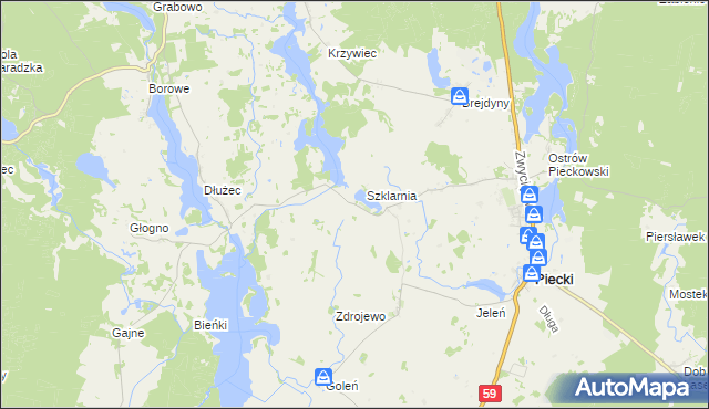 mapa Krzywy Róg gmina Piecki, Krzywy Róg gmina Piecki na mapie Targeo