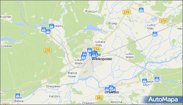 mapa Krzyż Wielkopolski, Krzyż Wielkopolski na mapie Targeo