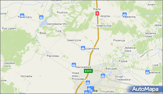 mapa Krzyżanowice gmina Iłża, Krzyżanowice gmina Iłża na mapie Targeo