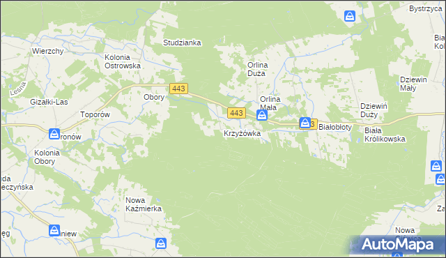 mapa Krzyżówka gmina Gizałki, Krzyżówka gmina Gizałki na mapie Targeo