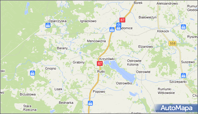 mapa Krzyżówki gmina Lipno, Krzyżówki gmina Lipno na mapie Targeo