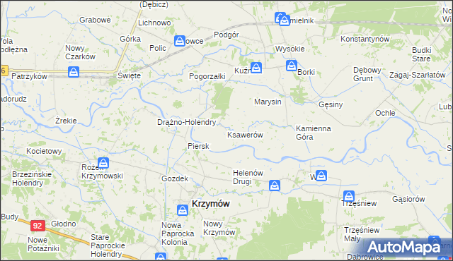 mapa Ksawerów gmina Kramsk, Ksawerów gmina Kramsk na mapie Targeo