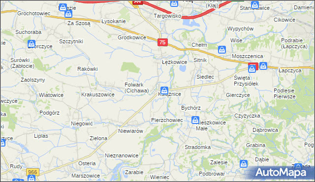 mapa Książnice gmina Gdów, Książnice gmina Gdów na mapie Targeo