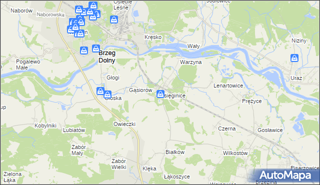 mapa Księginice gmina Miękinia, Księginice gmina Miękinia na mapie Targeo