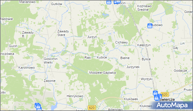 mapa Kubice gmina Nowe Miasto, Kubice gmina Nowe Miasto na mapie Targeo