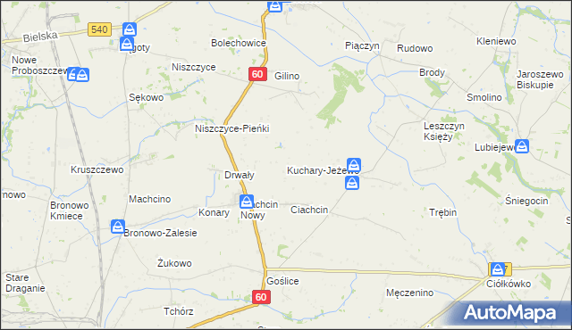 mapa Kuchary-Jeżewo, Kuchary-Jeżewo na mapie Targeo