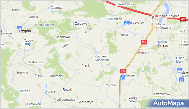 mapa Kuchary Kościelne, Kuchary Kościelne na mapie Targeo