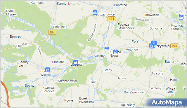 mapa Kucoby, Kucoby na mapie Targeo