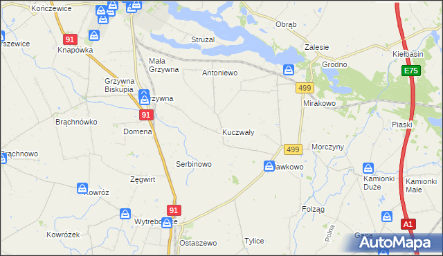 mapa Kuczwały, Kuczwały na mapie Targeo