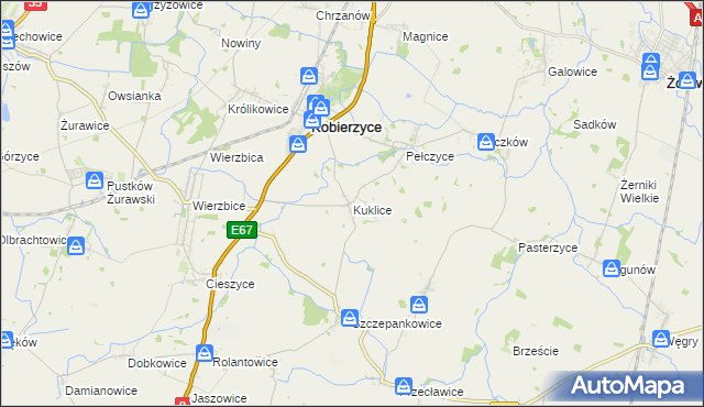 mapa Kuklice, Kuklice na mapie Targeo