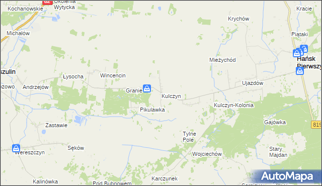 mapa Kulczyn gmina Hańsk, Kulczyn gmina Hańsk na mapie Targeo