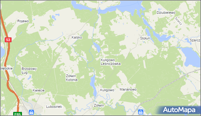 mapa Kuligowo Leśniczówka, Kuligowo Leśniczówka na mapie Targeo