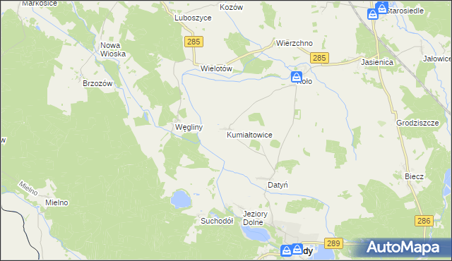 mapa Kumiałtowice, Kumiałtowice na mapie Targeo
