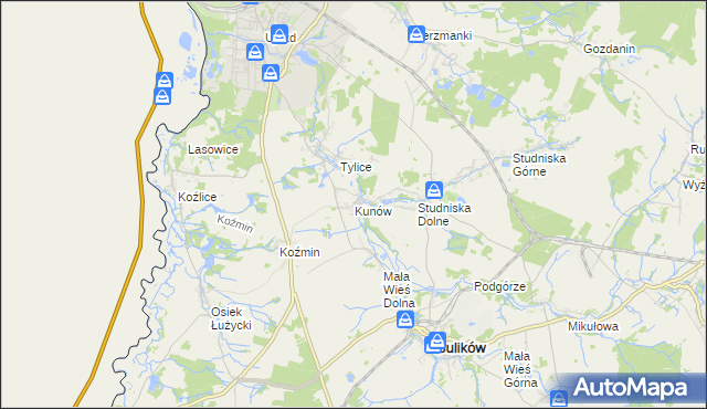 mapa Kunów gmina Zgorzelec, Kunów gmina Zgorzelec na mapie Targeo