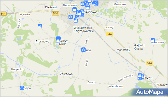 mapa Kurki gmina Działdowo, Kurki gmina Działdowo na mapie Targeo