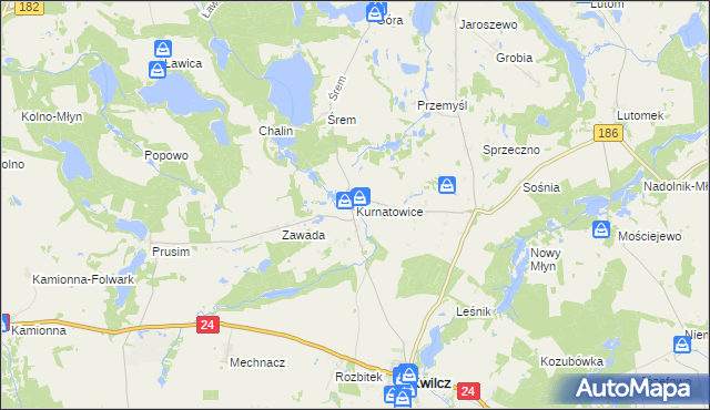 mapa Kurnatowice, Kurnatowice na mapie Targeo