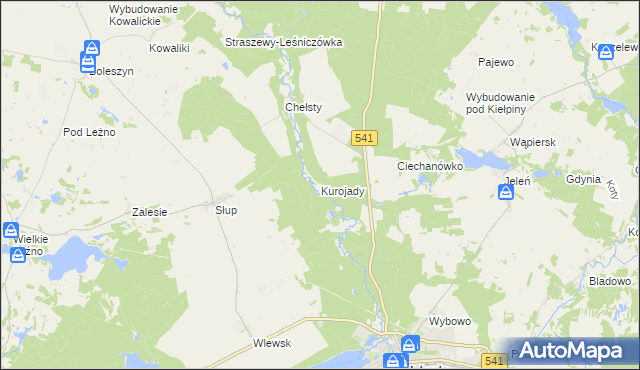 mapa Kurojady, Kurojady na mapie Targeo