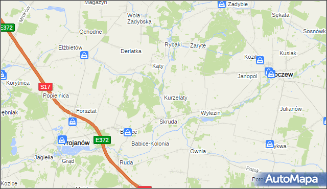 mapa Kurzelaty, Kurzelaty na mapie Targeo