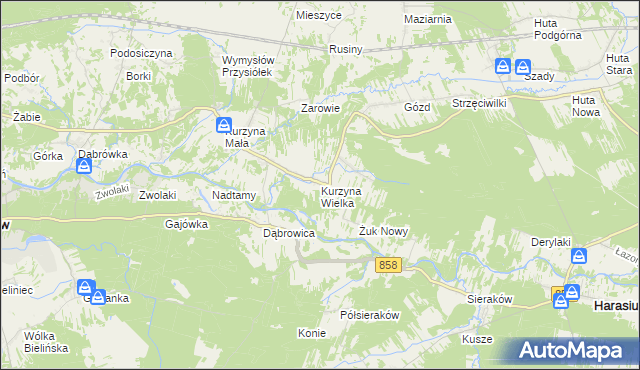 mapa Kurzyna Wielka, Kurzyna Wielka na mapie Targeo