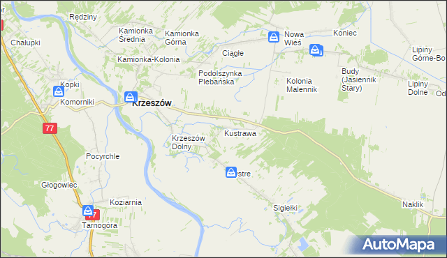 mapa Kustrawa, Kustrawa na mapie Targeo