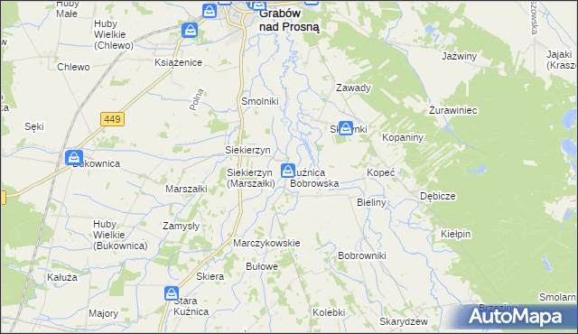 mapa Kuźnica Bobrowska, Kuźnica Bobrowska na mapie Targeo