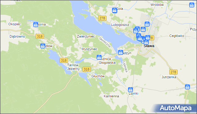 mapa Kuźnica Głogowska, Kuźnica Głogowska na mapie Targeo