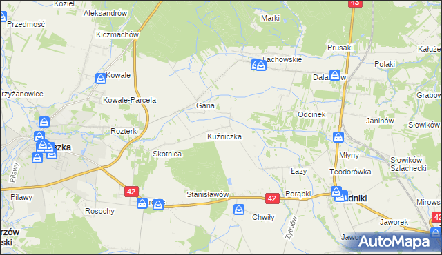 mapa Kuźnica gmina Rudniki, Kuźnica gmina Rudniki na mapie Targeo